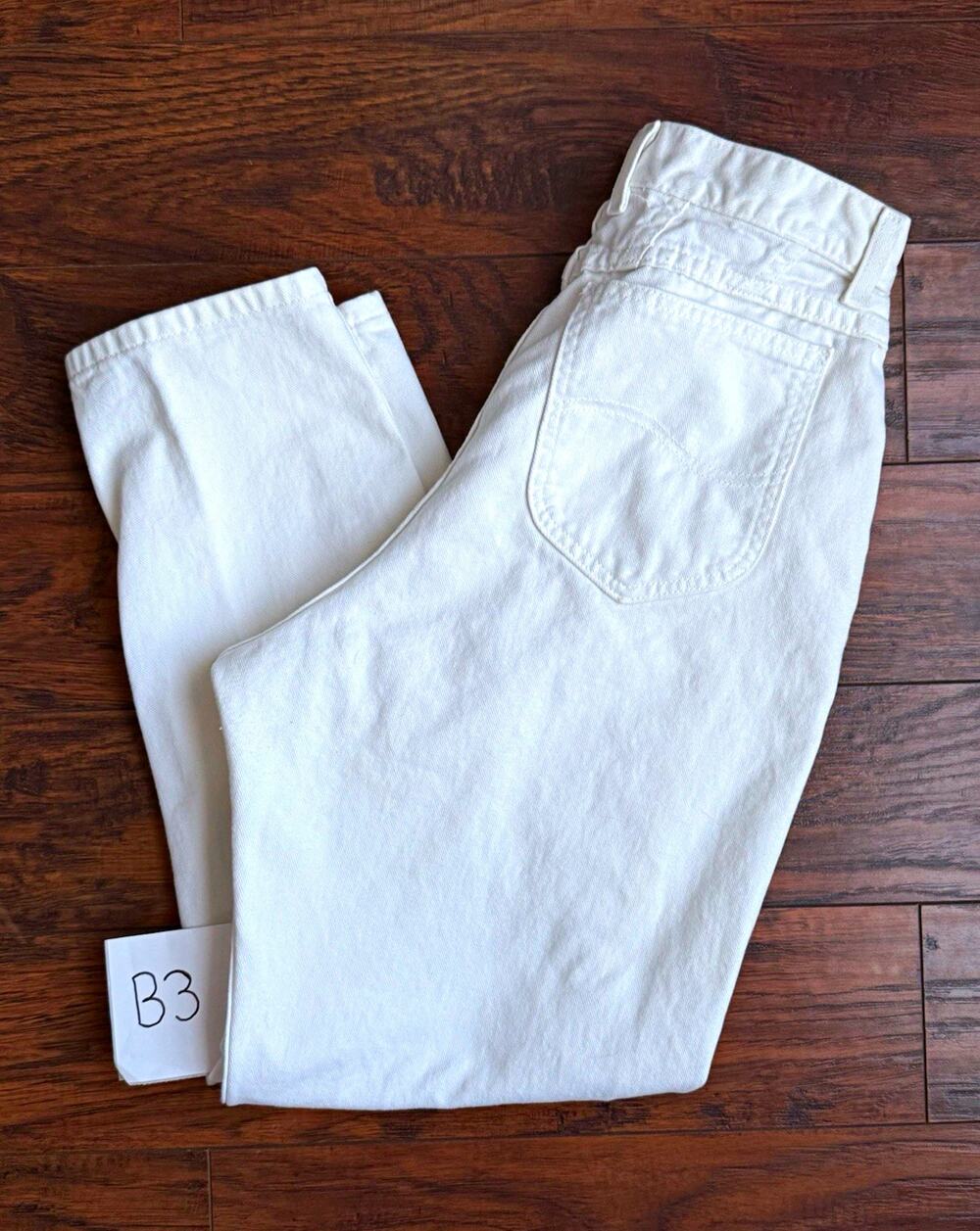 Vintage 90s Lee Riders White Jeans Made In USA High Rise Tapered Womens 14P